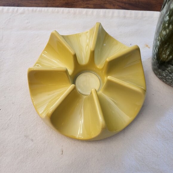 70's Arzberg Germany MCM Yellow Porcelain Tea Coffee Pot Trivet Warmer - Picture 3 of 4